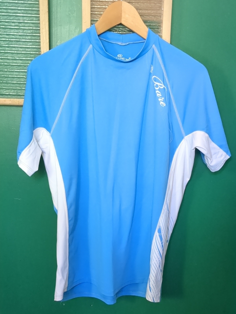 Bare Rash guard Blue White Short Sleeve XL